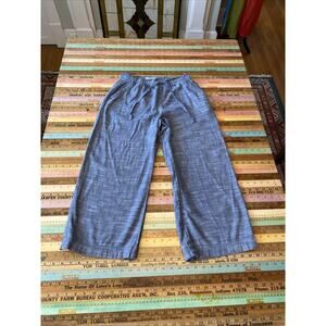 Pact S 100% Organic Cotton Sunday Crop Wide Leg Pull On Pants Chambray Blue
